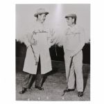 Byron Nelson and Ben Hogan Seldom Seen Signed Combo 11x14 B & W Photo JSA COA