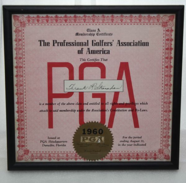 Frank Stranahan s 1960 PGA Membership Certificate