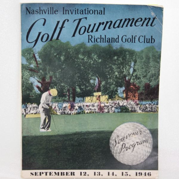 1946 Nashville Invitational Golf Program Johnny Palmer Victory-40s Photos/ Bios Incl.