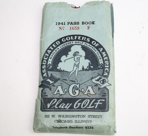 1941 Chicago, Illinois Associated Golfers of America Pass Book-Three Item Lot