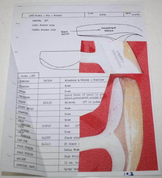 MacGregor 102GH Putter and Spec Sheet