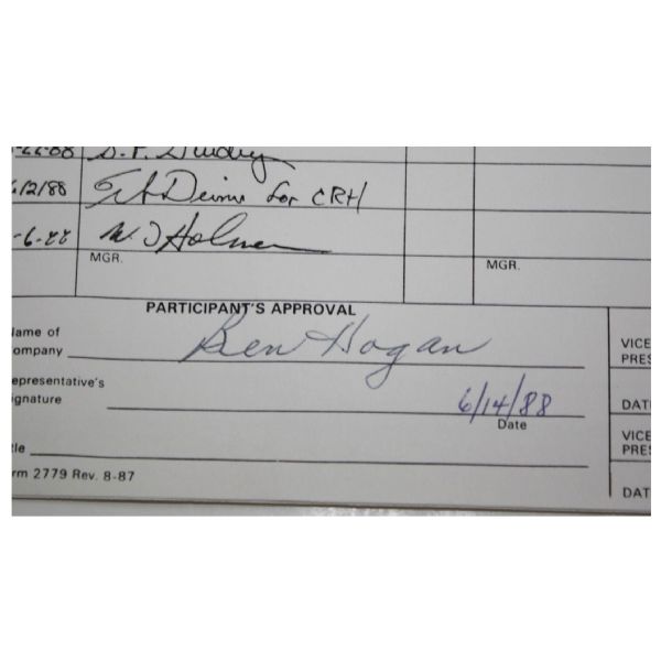 Ben Hogan Signed Marathon Oil Company Contract JSA COA
