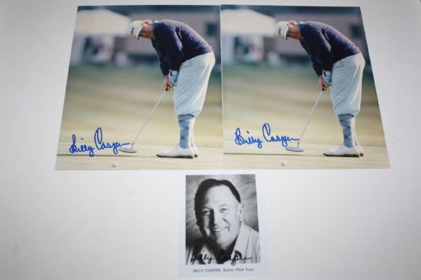Lot of Three Billy Casper Signed Photos JSA COA