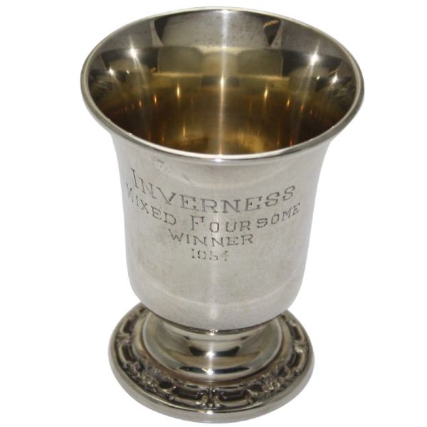 1954 Inverness Mixed Foursome Sterling Silver Winners Trophy With Wild Rose Design