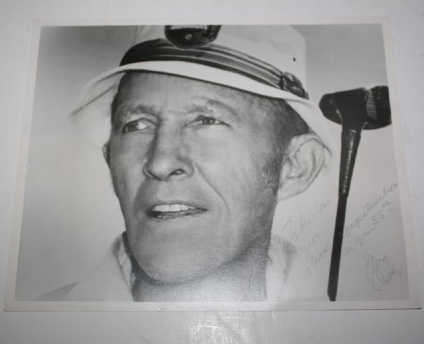 Bing Crosby Autographed Golf 8 x10  B&W with Inscription-Hall of Famer- JSA COA