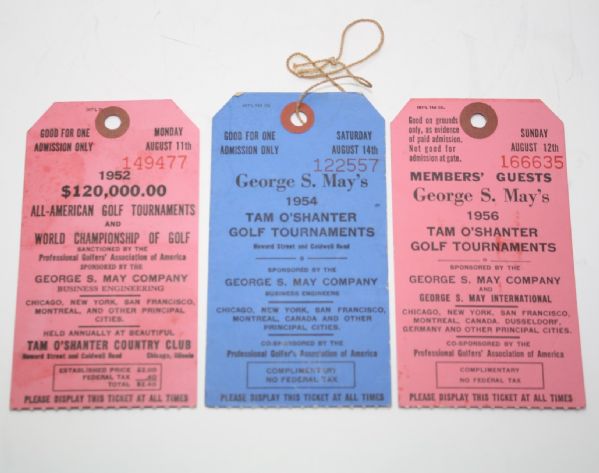 Lot of 3 Tom OShanter Tickets - 1952, 1954, and 1956