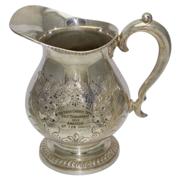 1952 San Diego Open(first year)-Stranahan  4th Amateur Detailed Silver Pitcher