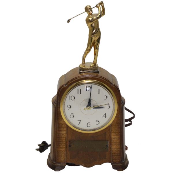 F. Stranahan 1941 Trans-Mississippi Golf Champ- Ingraham Self Starting Clock Trophy