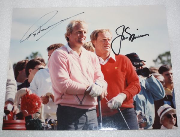 Jack Nicklaus and Greg Norman Signed 8x10 Photo JSA COA