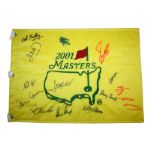 2001 Masters Embroidered Pin Flag Signed by 13 Champs JSA COA