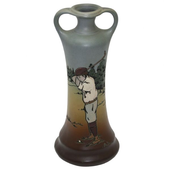 Weller Pottery Vase - Dickens Ware Male Golfer Rare !