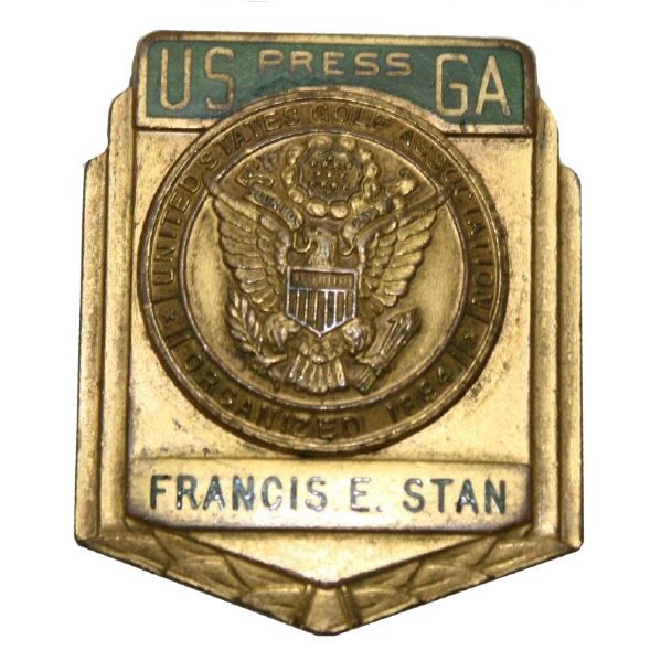 USGA Committee Press Badge Issued to Francis E. Stan - 1950s Sportswriter