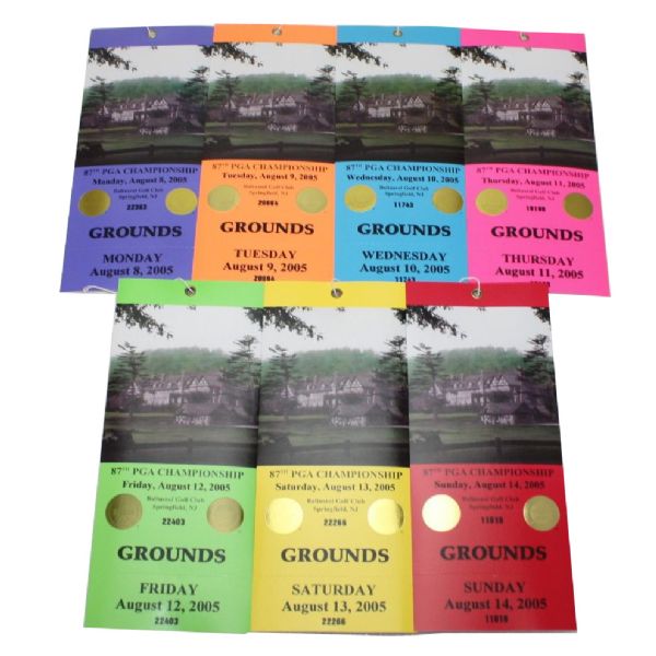 2005 PGA Championship 7 Ticket Complete Unused Set - Phil Mickelson Winner