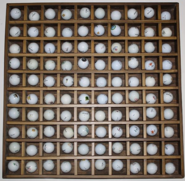 100 Assorted Logo Golf Balls with Golf Ball Display Case