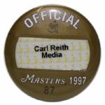 Augusta National Member Carl Reiths 1997 Personal Media Badge TIGER WOODS Win