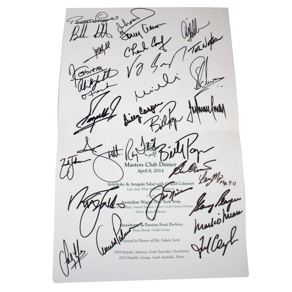 2014 Autographed Masters Champs Dinner Program -(29) Champs Incl. B. Watson - JSA COA