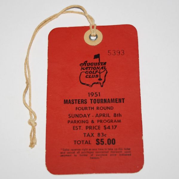 1951 Masters Sunday Ticket - #5393