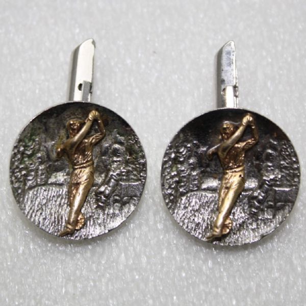 Unique Sterling and Gold Golf Cufflinks