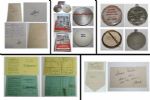 Bing Crosby Combination Lot: Letter, Note Card, Contestants Pins, Scorecards, Films