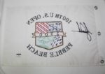 Tiger Woods Signed 100th US Open White Embroidered Flag UDA BAJ05001