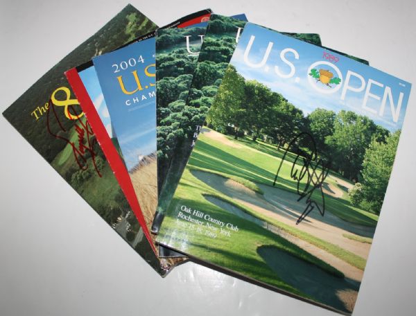 Lot of Six US Open Signed Journals or Programs including Pairing Sheet JSA COA