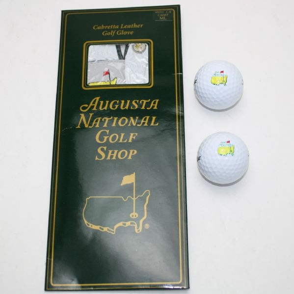 Two Masters Golf Balls and ANGC Cabretta Leather Golf Glove