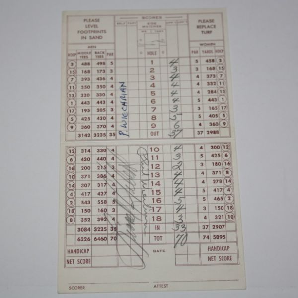 Lionel Herbert Signed Losantiville Country Club Scorecard JSA COA