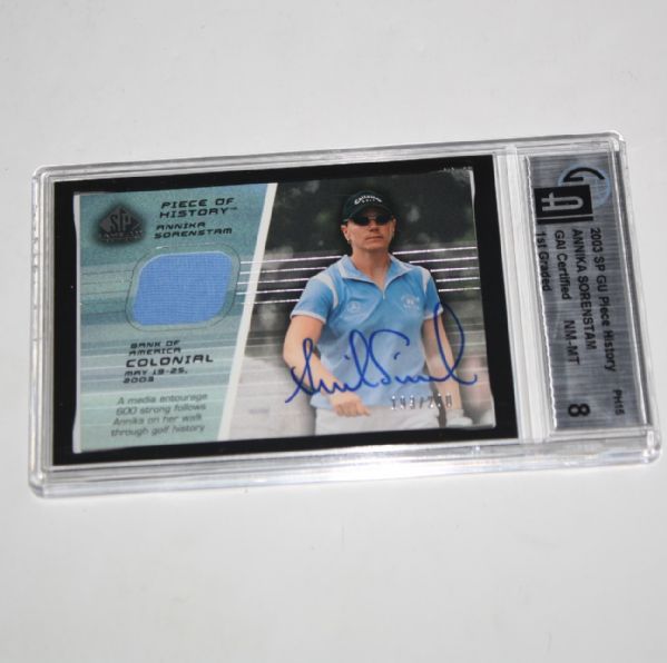 Annika Sorenstam Signed Piece of History Golf Shirt Golf Card JSA COA
