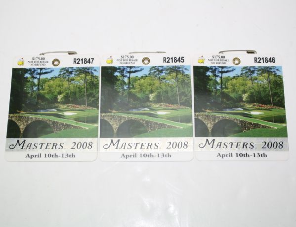 Lot of Three Masters 2008 Masters Badges-Trevor Immelman Win