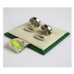 Masters Cuff Links- Green White stripe