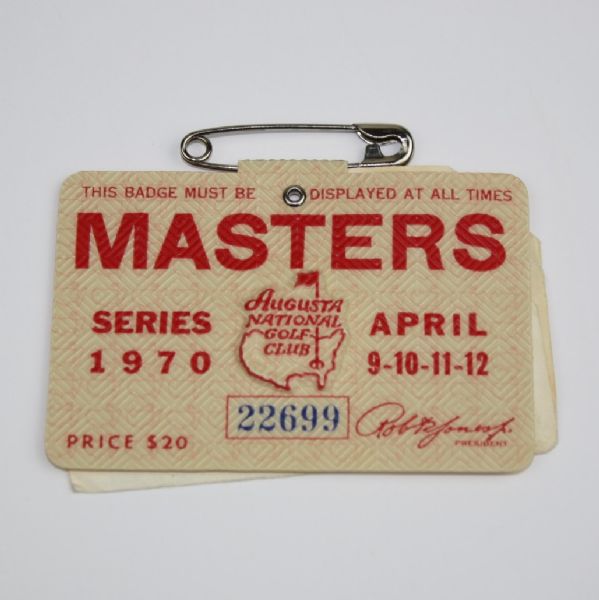 1970 Masters Badge-Billy Casper Champion-Autographers Dream