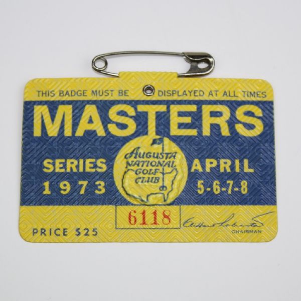 1973 Masters Badge - Tommy Aaron Champ