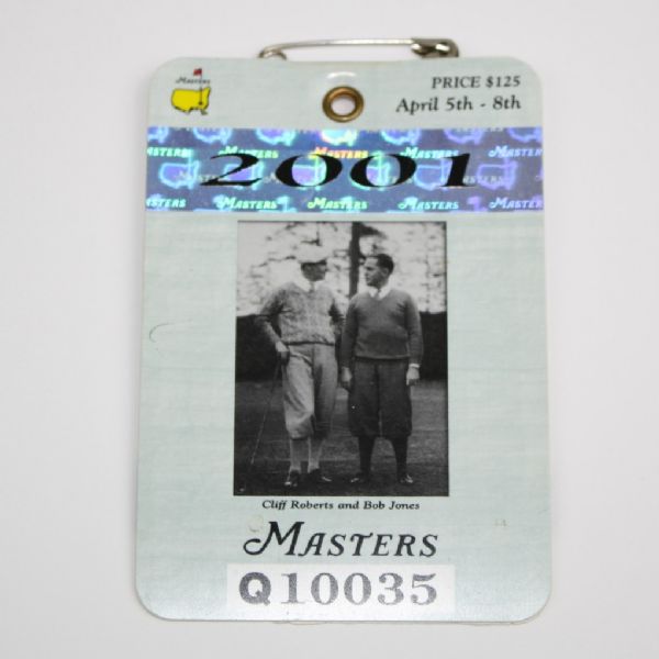 2001 Masters Badge - Tiger Woods 2nd Masters Win
