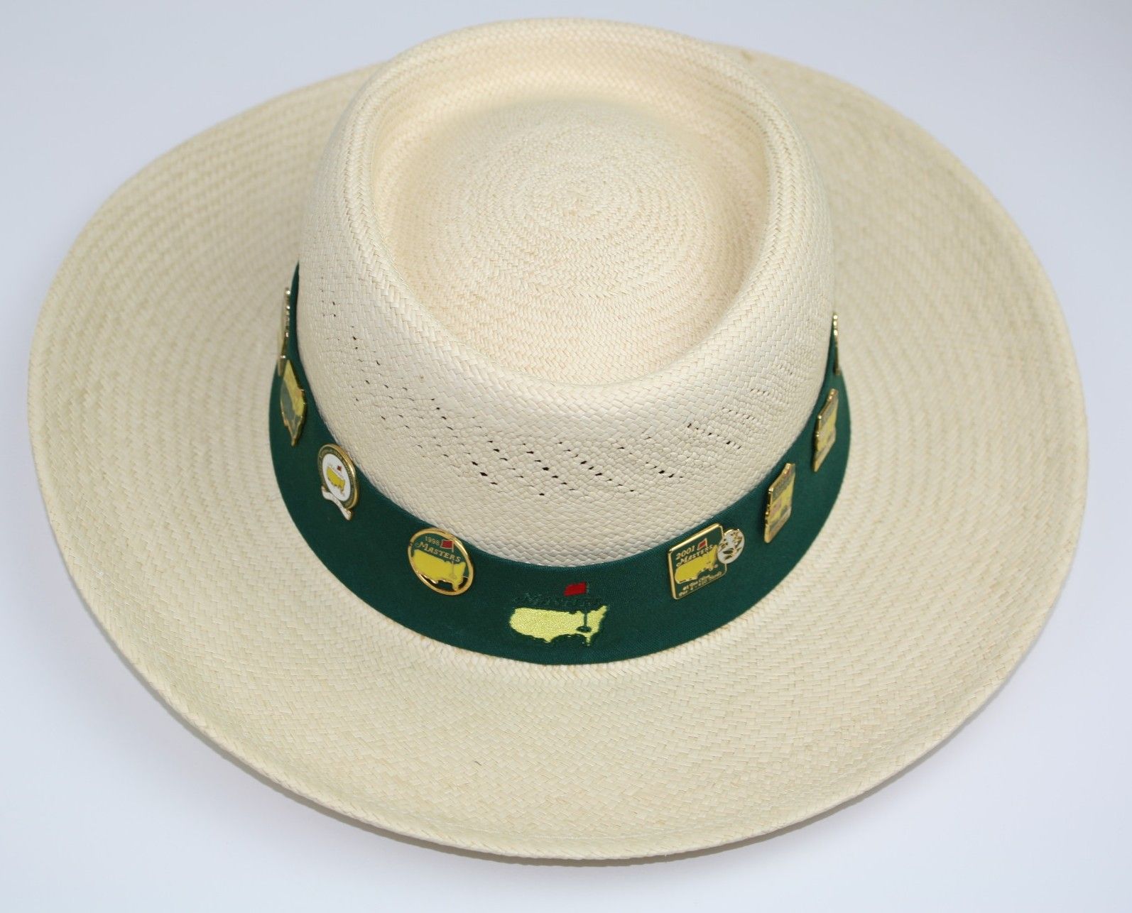 Lot Detail Masters Straw Hat with 12 Commemorative Pins 19971999