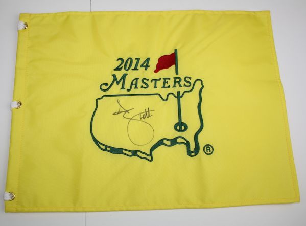 Adam Scott Autographed 2014 Masters Pin Flag-Will He Defend His Title? JSA Cert