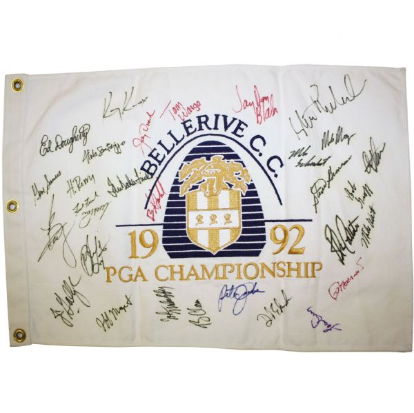 1992 PGA Championship Embroidered Flag - Signed by 31 Including Champ Nick Price JSA COA