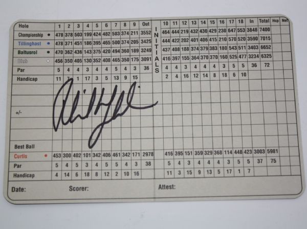 Phil Mickelson Signed Baltusrol Scorecard JSA COA