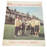 1967 US Open Pairing Sheet-Jack Nicklaus Win at Baltusrol G.C.