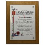 Mid-Century Honor Roll Golf Plaque Issued by PGA to Frank Stranahan