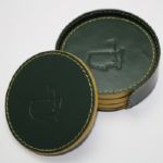 Masters Green and Yellow Genuine Leather Coasters
