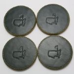 Masters Green and Yellow Genuine Leather Coasters