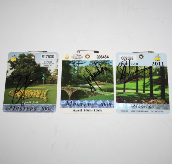 Lot of Three Signed Masters Badges by Respective Winners JSA COA