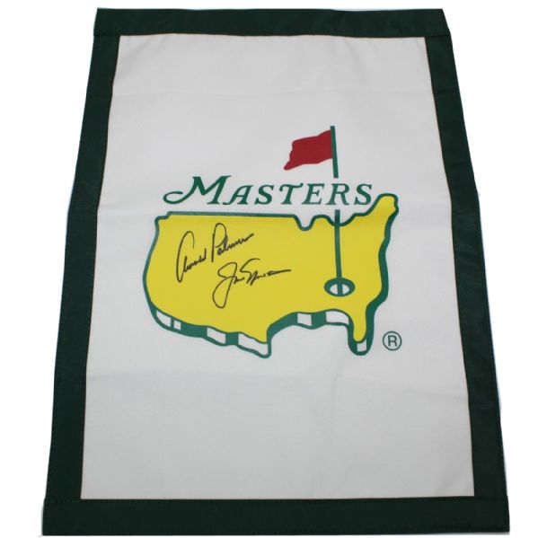 Arnold Palmer and Jack Nicklaus Signed Undated Masters Garden Flag JSA COA