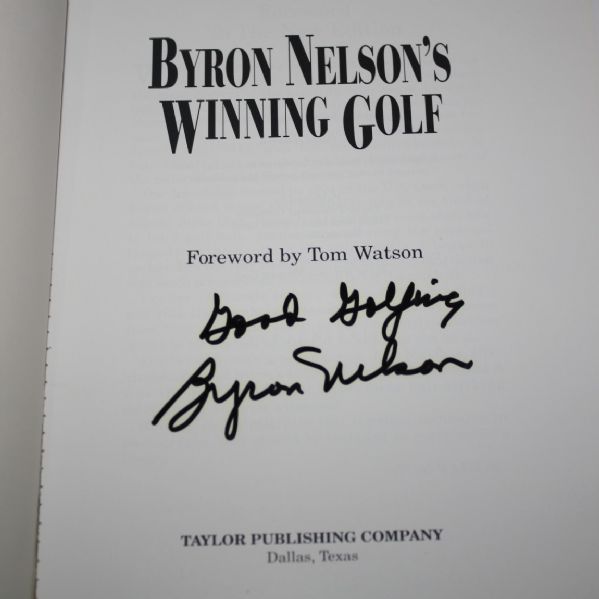 Byron Nelson Signed Winning Golf Book JSA COA