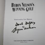 Byron Nelson Signed Winning Golf Book JSA COA