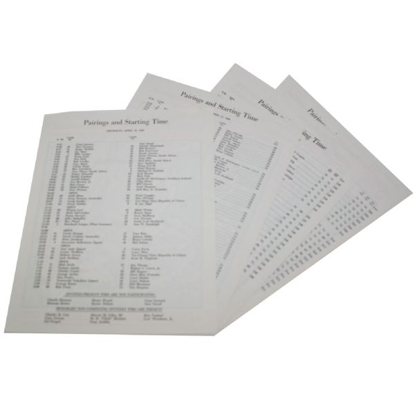 Full Set of 1986 Masters Pairing Sheets - April 10-13, 1986