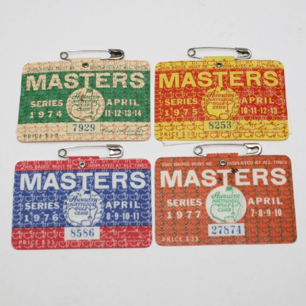 Lot of 4 Masters Series Badges - 1974-1977