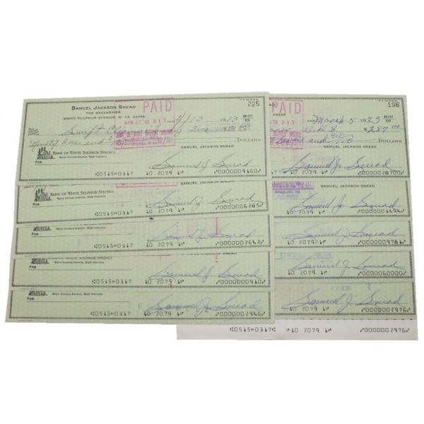 Lot of TEN Sam Snead Personal Signed Checks