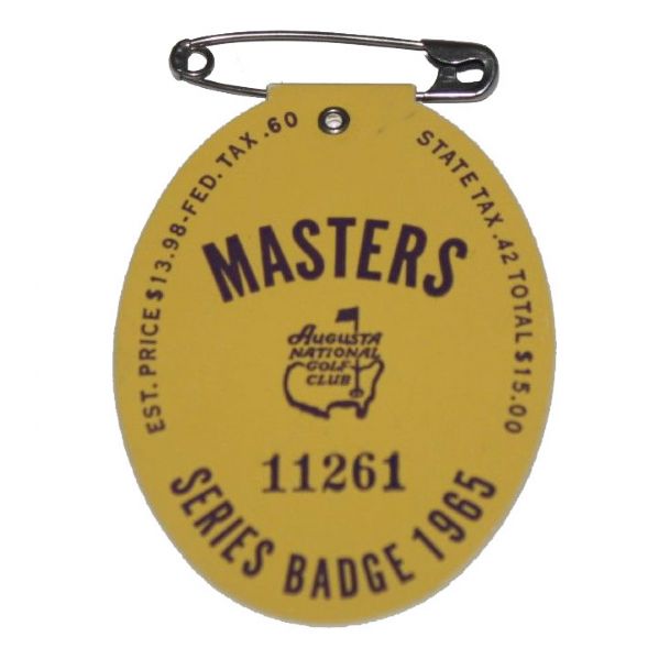 1965 Masters Badge - Jack Nicklaus 2nd Masters Victory