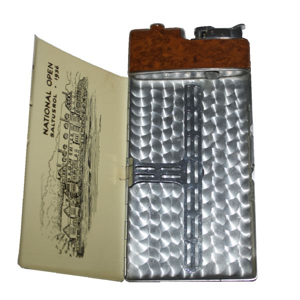 1936 US Open Players Gift - Cigarette Case and Lighter In One - Depiction of Baltusrol Clubhouse